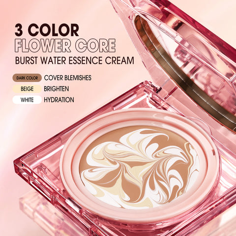 O.TWO.O Triple Cushion Cream, Natural Oil-Control, Waterproof High Coverage Makeup Base | 3 IN 1 Cream- PINK+ WHITE+ SKIN COLOR