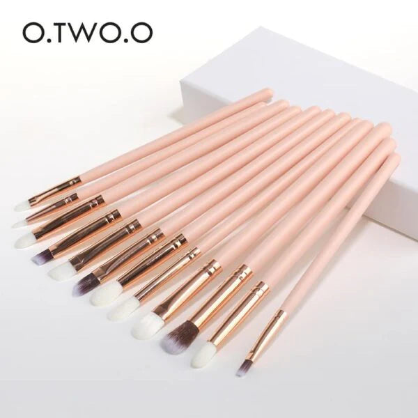 O.TWO.O 12 PCs Eye Makeup Brushers Set (Pink)