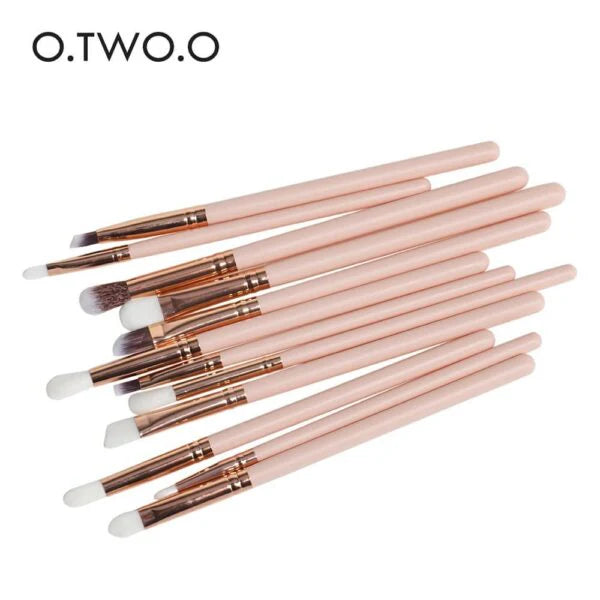 O.TWO.O 12 PCs Eye Makeup Brushers Set (Pink)