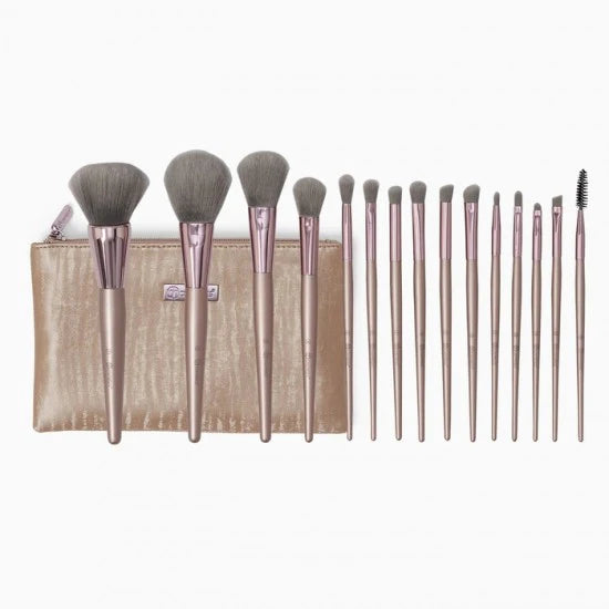 Lavish Elegance 15 Piece Brush Set With Cosmetic Bag