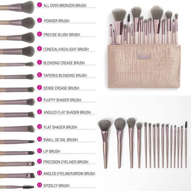 Lavish Elegance 15 Piece Brush Set With Cosmetic Bag