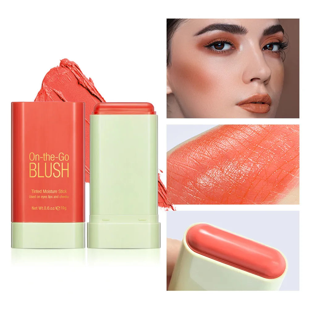 Multi-function Blush Stick Natural Cheek Face Rouge Blusher Cream Lasting High Color Rendering Brightening Skin Tone Waterproof